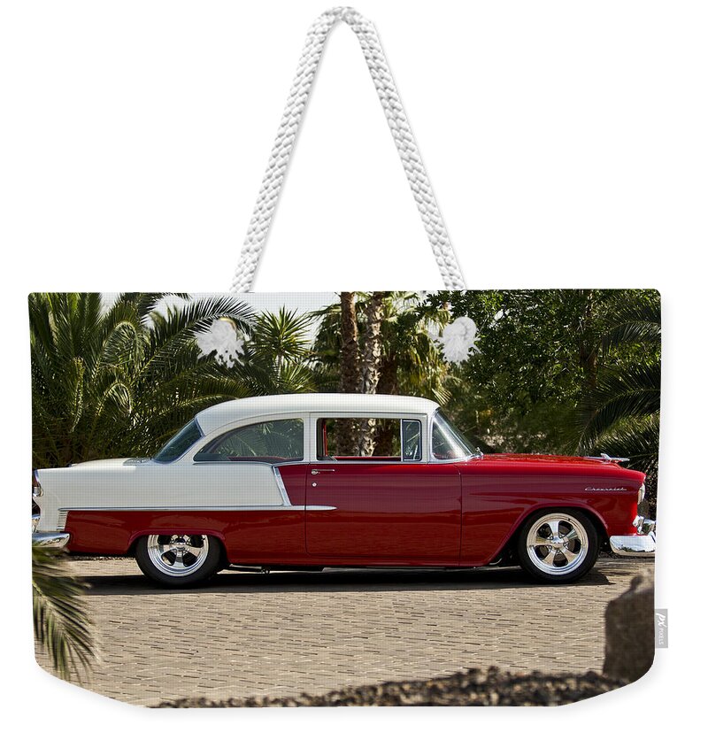 1955 Chevrolet 210 Weekender Tote Bag featuring the photograph 1955 Chevrolet 210 #5 by Jill Reger