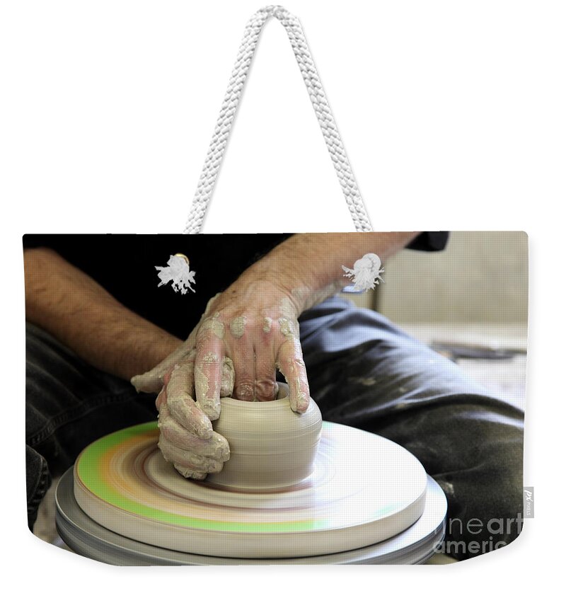 Clay Weekender Tote Bag featuring the photograph Pottery Wheel, Sequence #6 by Ted Kinsman