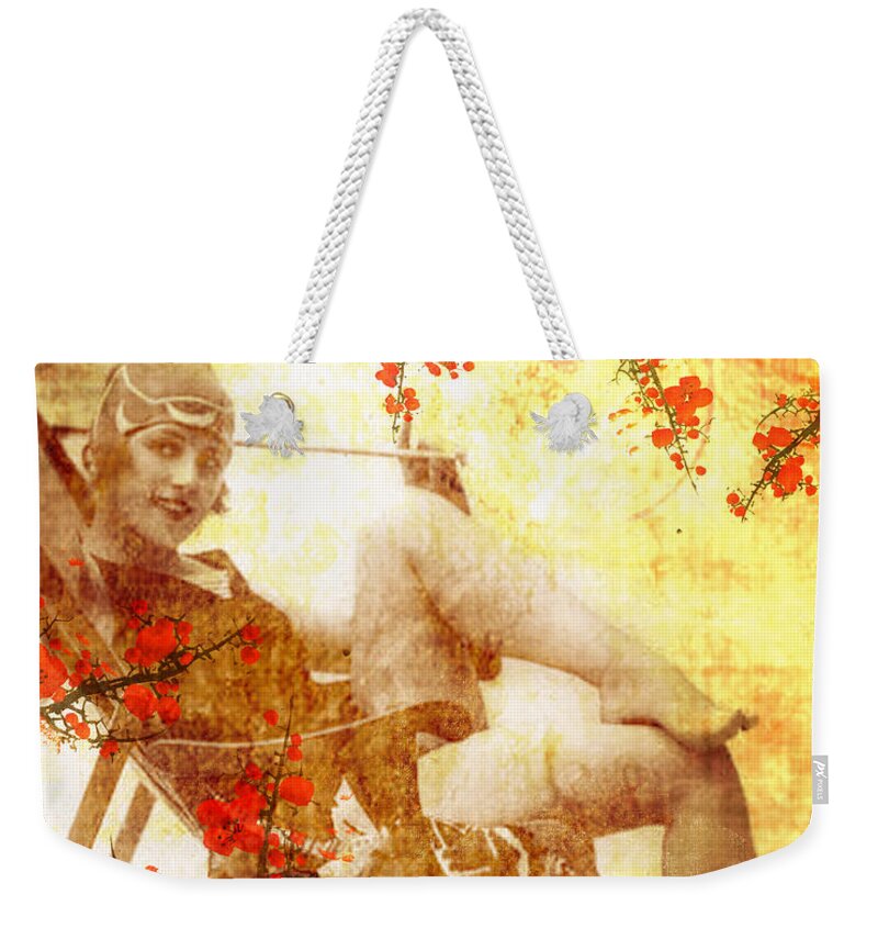 Nostalgic Seduction Weekender Tote Bag featuring the photograph Winsome Woman #54 by Chris Andruskiewicz