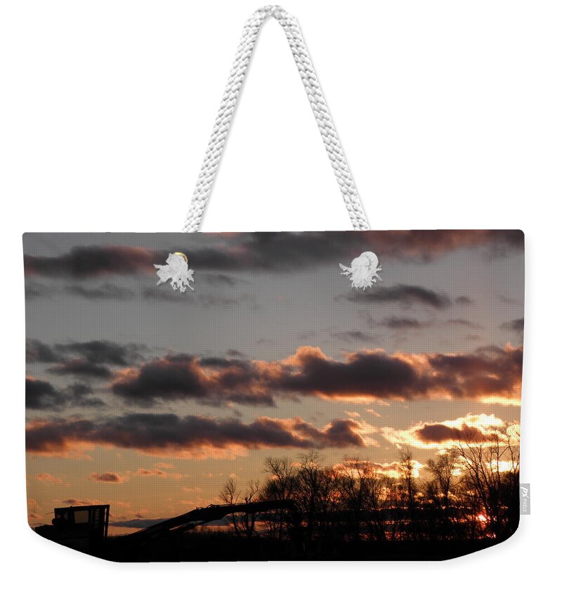 Sunset Weekender Tote Bag featuring the photograph A Farmers Day Is Done by Kim Galluzzo Wozniak