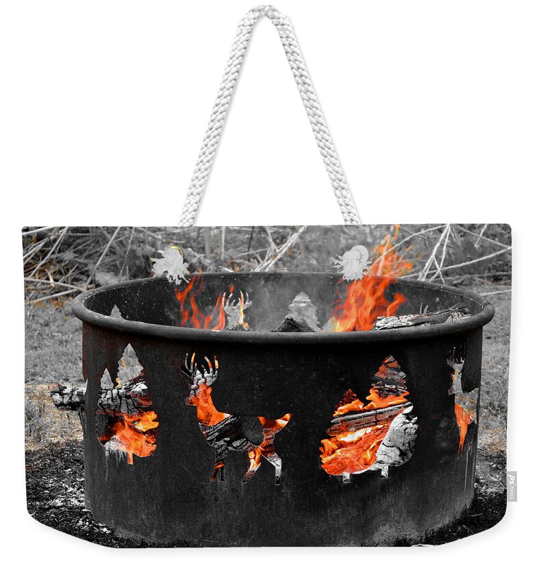 Fire Weekender Tote Bag featuring the photograph A Fire Ring by Richard Ortolano