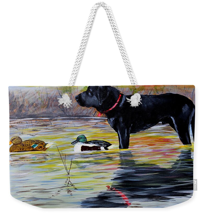 Labrador Retriever Weekender Tote Bag featuring the painting A Good Morning by Karl Wagner