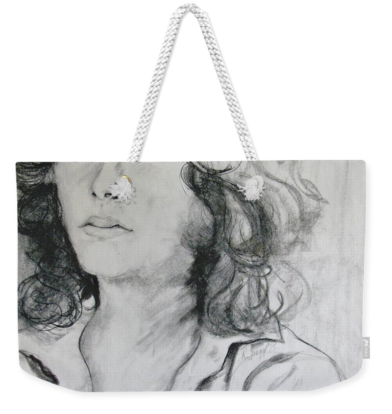 Portrait Weekender Tote Bag featuring the drawing A Look Within by Rory Siegel