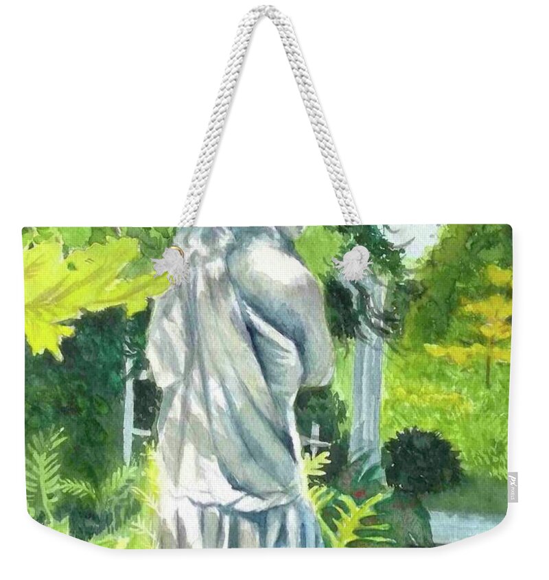 Statue Weekender Tote Bag featuring the painting A Statue At The Wellers Carriage House -3 by Yoshiko Mishina