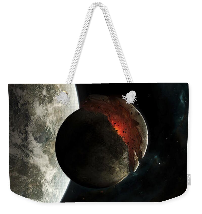 Cataclysm Weekender Tote Bag featuring the digital art A Victim Of Gravity. After Millions by Tobias Roetsch