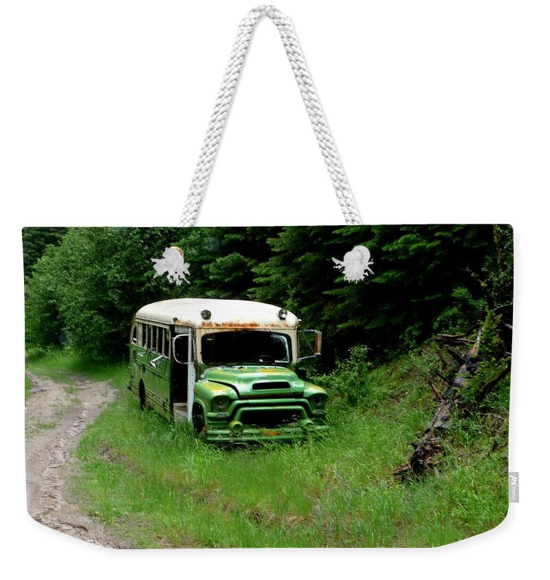 Bus Weekender Tote Bag featuring the photograph Abandoned Bus by Jo Sheehan