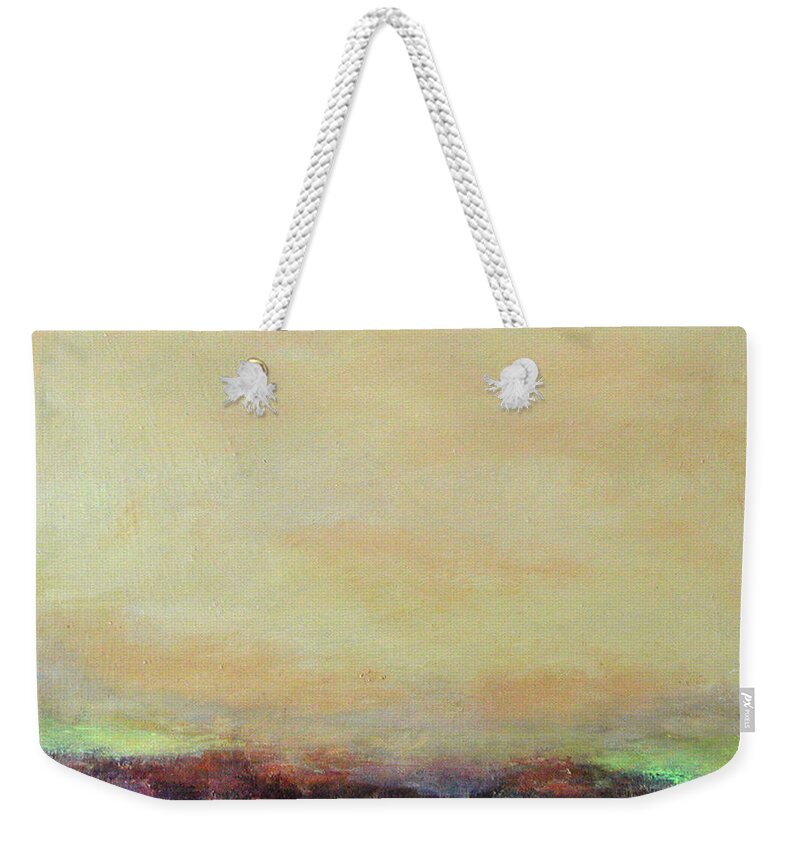 Landscape Weekender Tote Bag featuring the Abstract Landscape - Rose Hills by Kathleen Grace