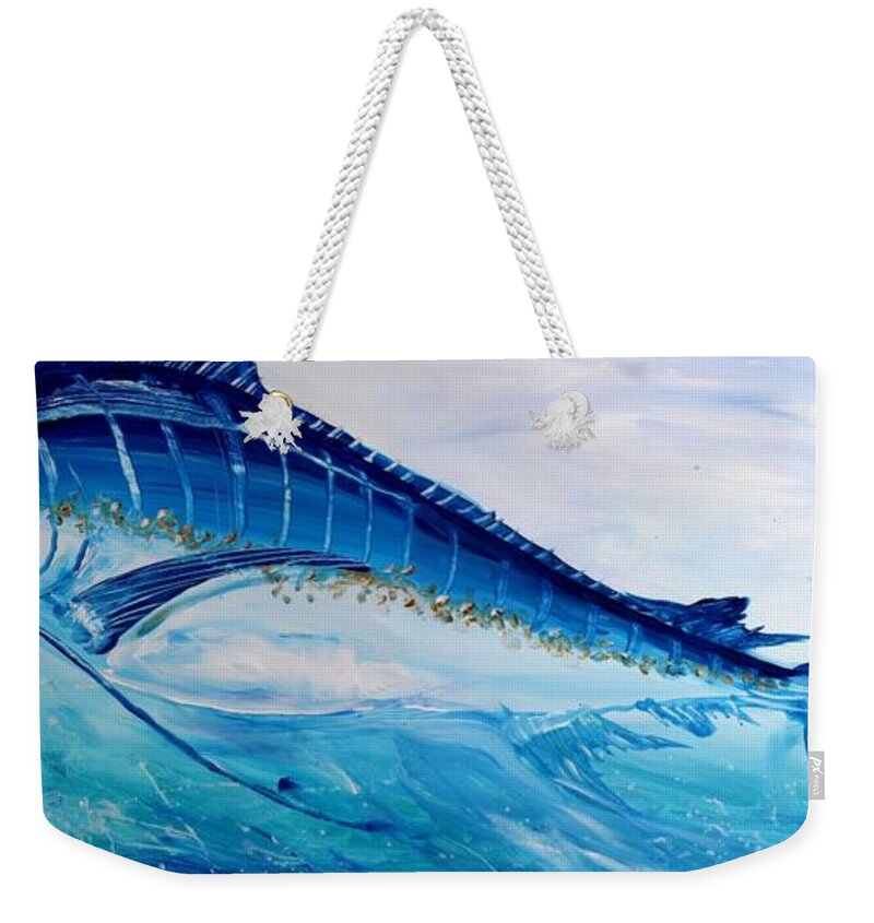 Fish Weekender Tote Bag featuring the painting Abstract Marlin by J Vincent Scarpace