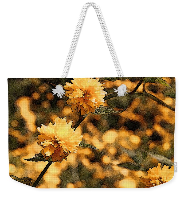 Abstract Weekender Tote Bag featuring the photograph Abstract of Yellow Flowers by Mick Anderson