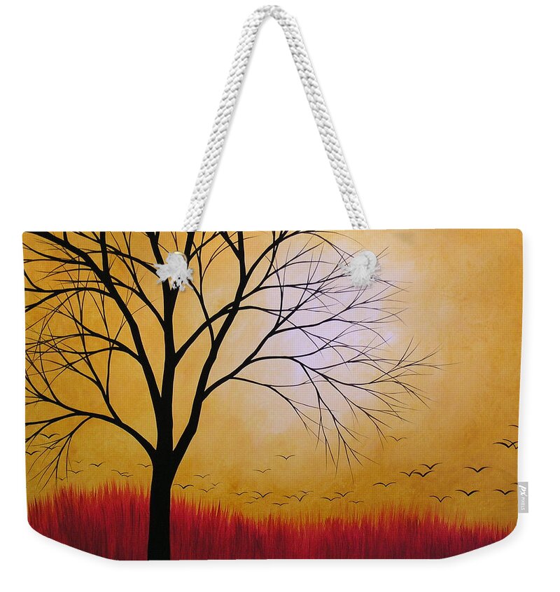 Nature Weekender Tote Bag featuring the painting Abstract Original Tree Painting SUMMERS ANTICIPATION by Amy Giacomelli by Amy Giacomelli