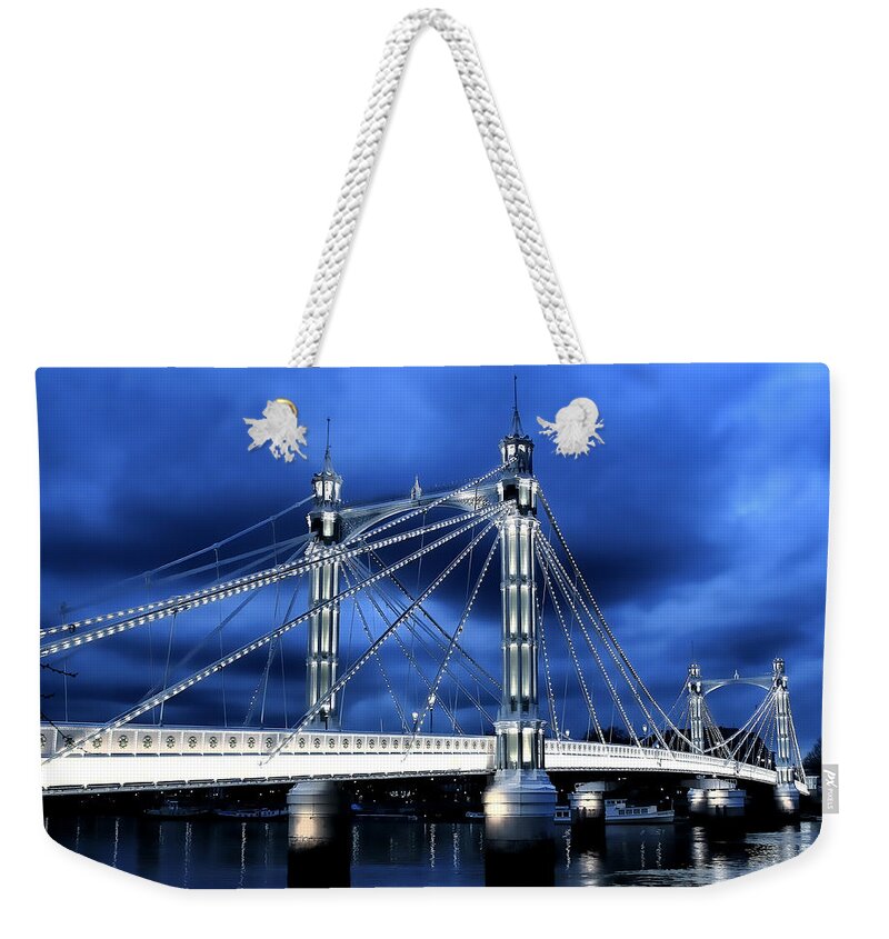 Albert Bridge Weekender Tote Bag featuring the photograph Albert bridge London by Jasna Buncic