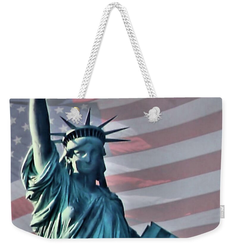 Statue Of Liberty Weekender Tote Bag featuring the photograph American Pride by Kristin Elmquist