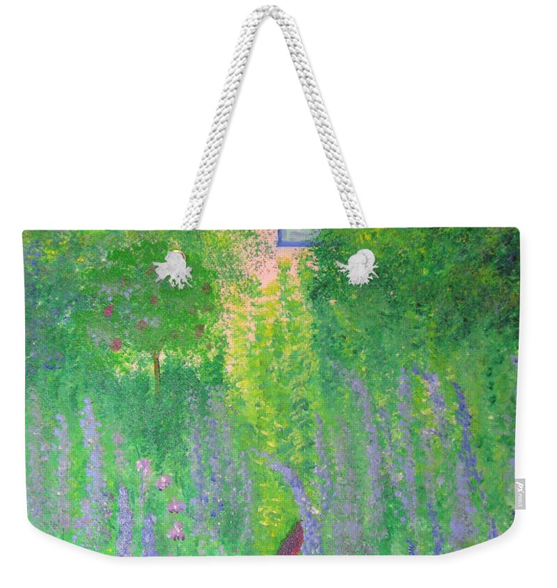 Garden Weekender Tote Bag featuring the painting An Artist's Cottage by Stacey Zimmerman