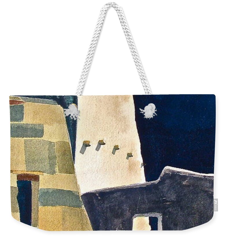 Mesa Weekender Tote Bag featuring the painting Ancient Form by Frank SantAgata
