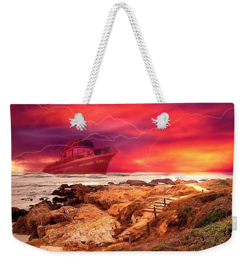 Boat Weekender Tote Bag featuring the photograph Anthony Boy Waiting Out the Storm by Joyce Dickens