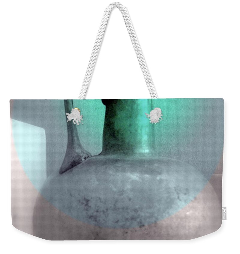 Vessel Weekender Tote Bag featuring the photograph Antique large pitcher still life by Kathleen Grace