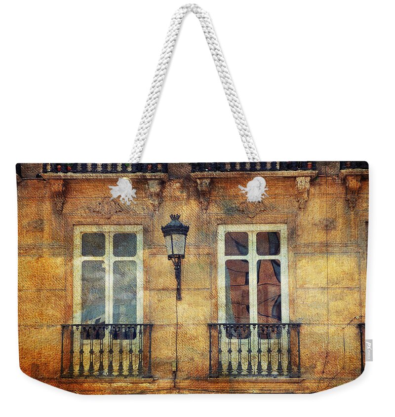 Spain Weekender Tote Bag featuring the photograph Architectural Details of Malaga Buildings. Spain by Jenny Rainbow