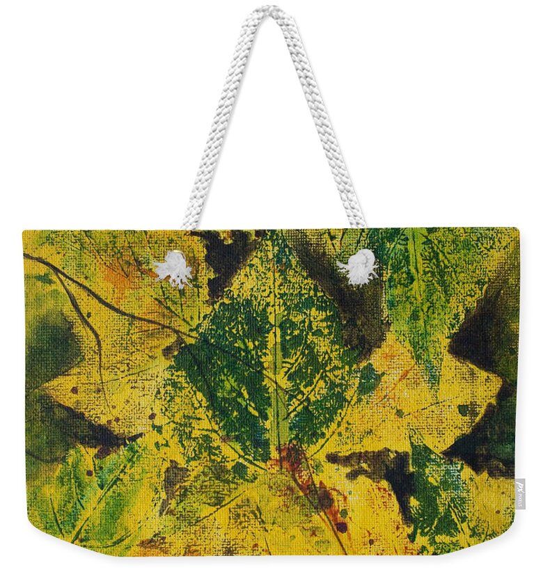 Yellow Weekender Tote Bag featuring the painting Autumn Boquet by Jaime Haney