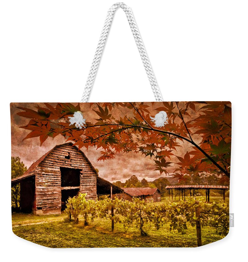Andrews Weekender Tote Bag featuring the photograph Autumn Cabernet by Debra and Dave Vanderlaan
