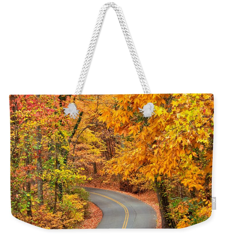 Fall Weekender Tote Bag featuring the photograph Autumn Drive Signal Mountain by Tom and Pat Cory