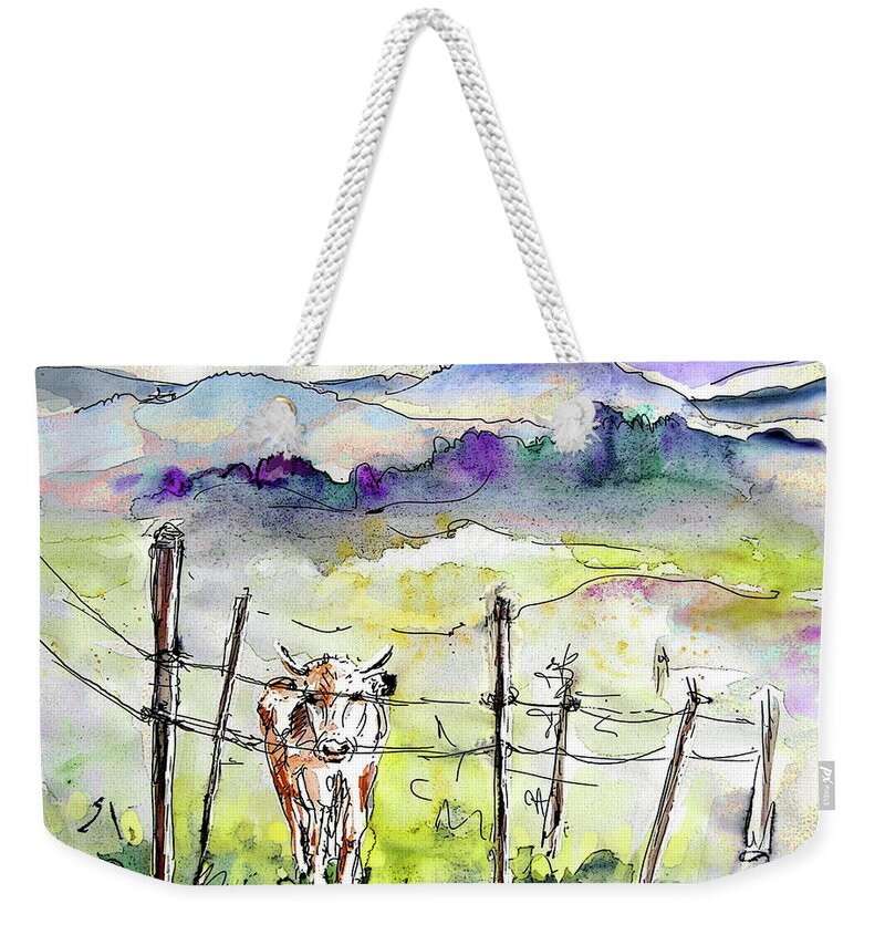 Landscapes Weekender Tote Bag featuring the painting Auvergne 01 in France by Miki De Goodaboom