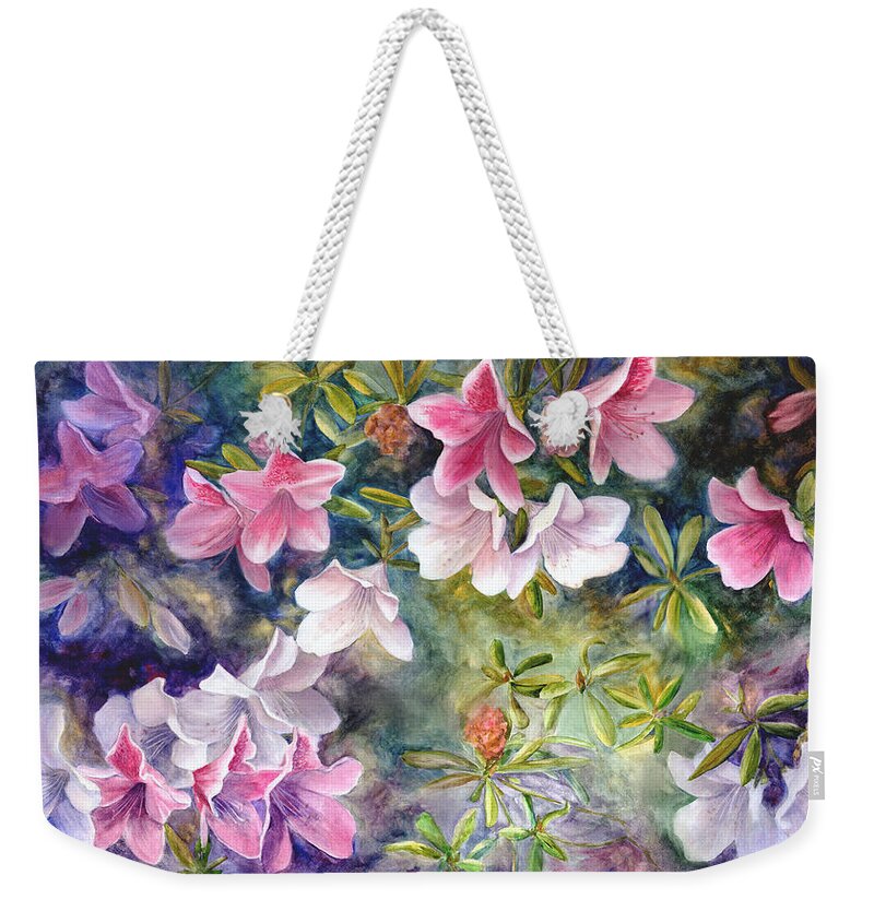 Flowers Weekender Tote Bag featuring the painting Azaleas by Art by Carol May