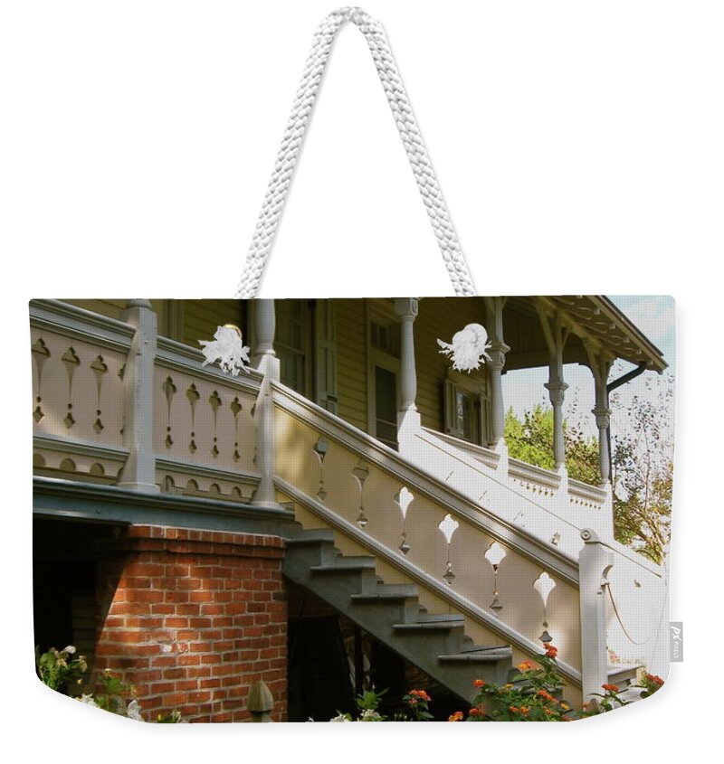 Porch Weekender Tote Bag featuring the photograph Back Porch by Nancy Patterson