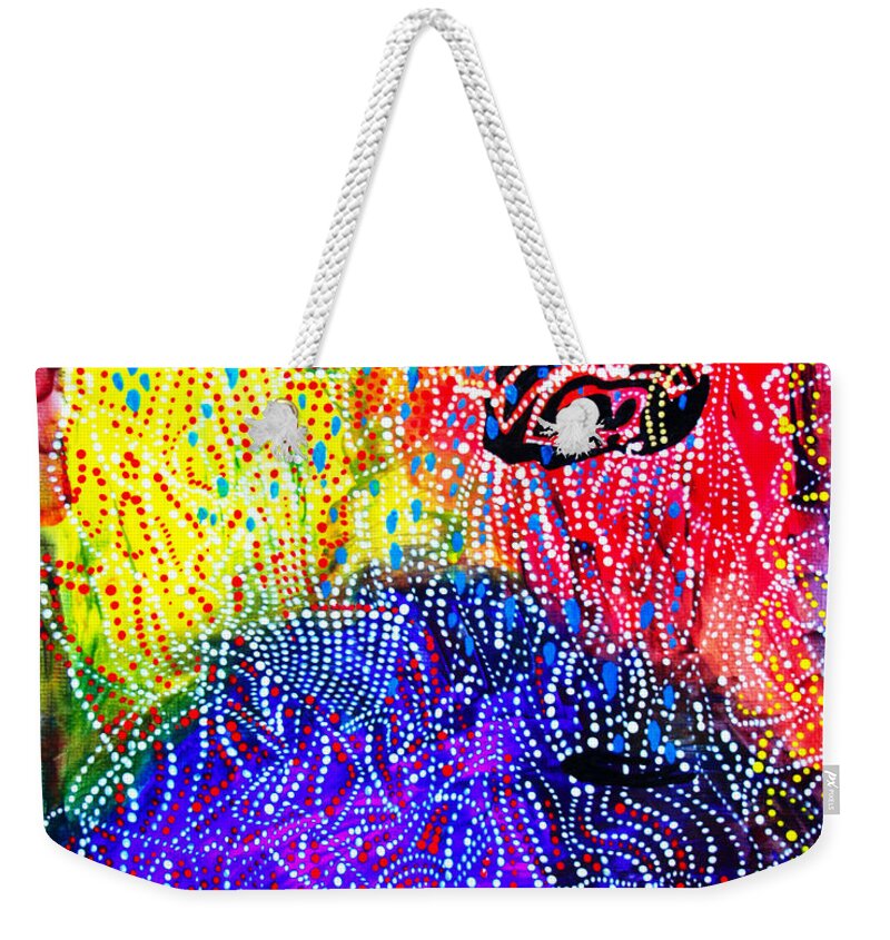 Jesus Weekender Tote Bag featuring the painting Baptism of The Lord Jesus by Gloria Ssali