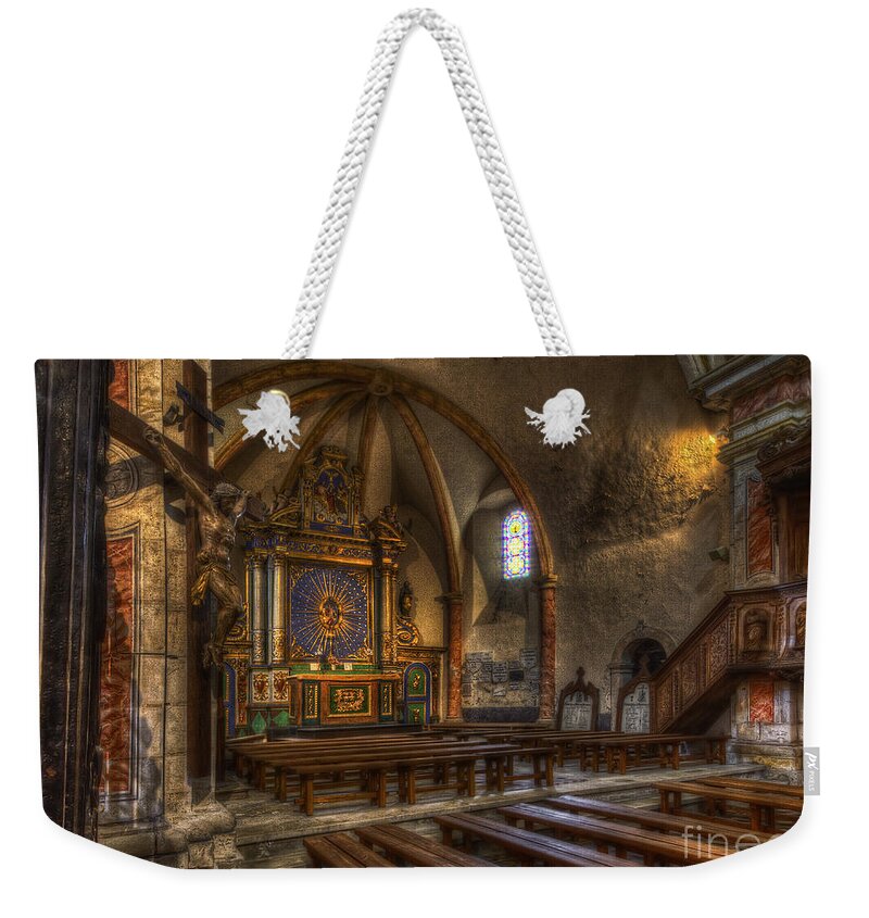 Clare Bambers Weekender Tote Bag featuring the photograph Baroque Church in Savoire France 2 by Clare Bambers