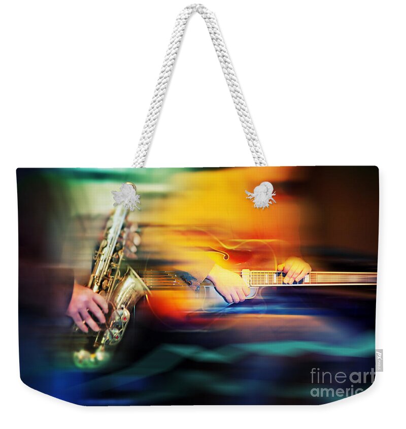 Jazz Weekender Tote Bag featuring the photograph Basic Jazz Instruments by Ariadna De Raadt