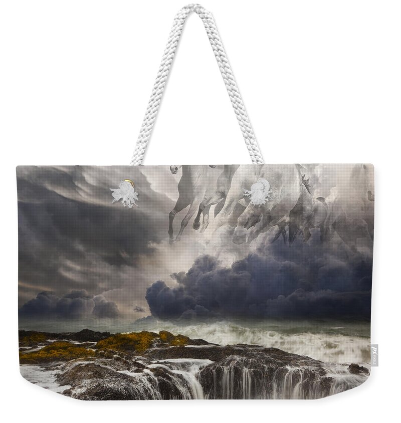 Christ's Second Coming Weekender Tote Bag featuring the photograph Behold a White Horse by Keith Kapple