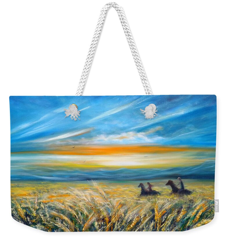 Landscape Weekender Tote Bag featuring the painting Beside Me by Gina De Gorna