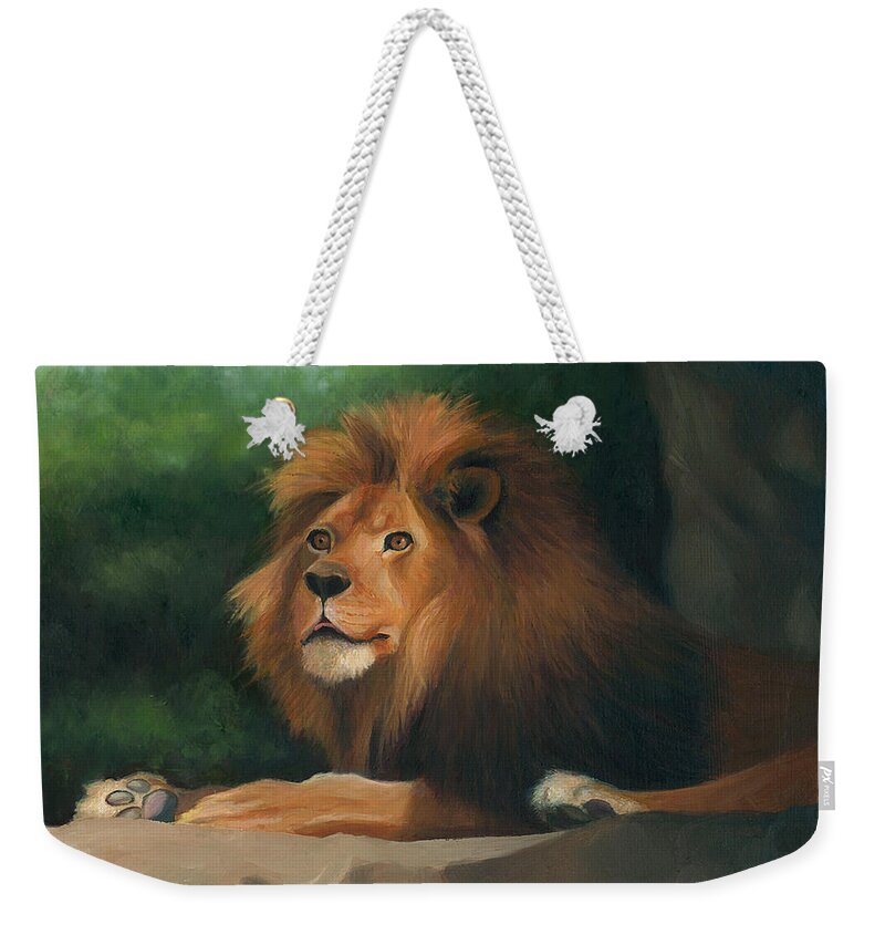 Lion Weekender Tote Bag featuring the painting Big Cat by Joe Winkler