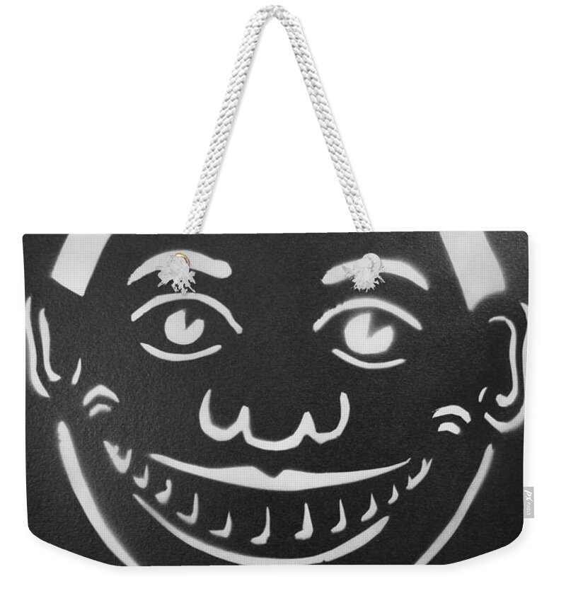 Tillie Of Asbury Park Weekender Tote Bag featuring the painting Black and White Tillie by Patricia Arroyo