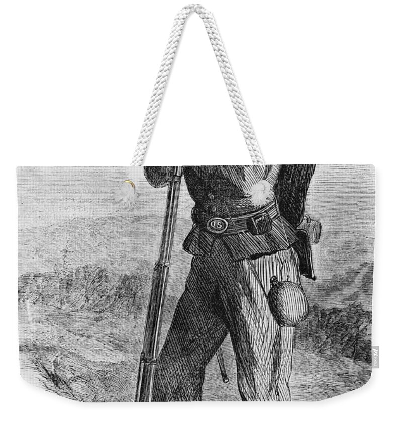 Historical Weekender Tote Bag featuring the photograph Black Civil War Soldier by Photo Researchers