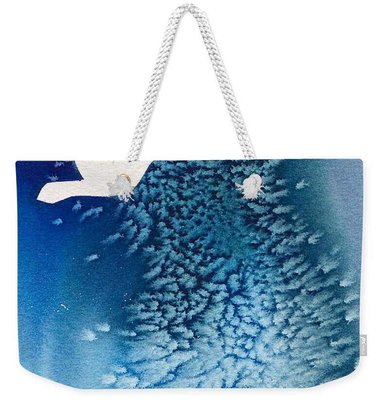 Dove Weekender Tote Bag featuring the painting Blue Dove by Frank SantAgata