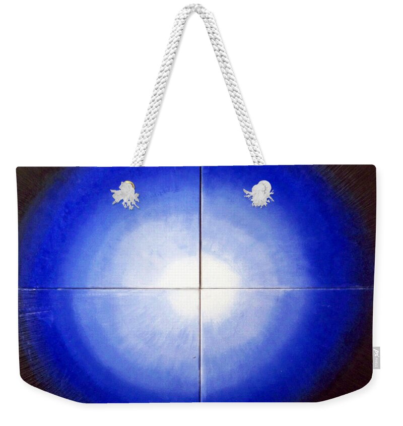 Blue Radiation By Ted Jec Weekender Tote Bag featuring the painting Blue Radiation by Ted Jec