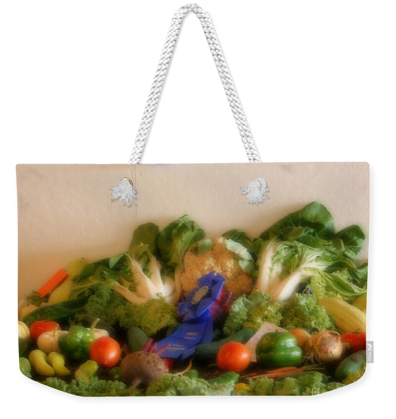 Vegetable Weekender Tote Bag featuring the photograph Blue Ribbon Vegetable Harvest by Smilin Eyes Treasures