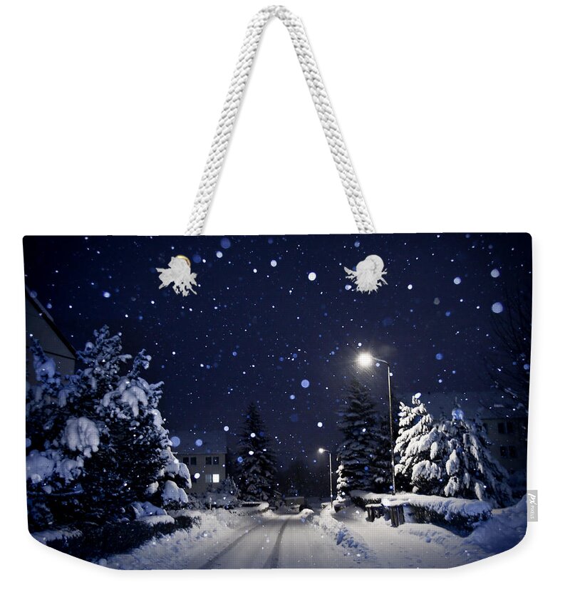 Silent Weekender Tote Bag featuring the photograph Blue Silent Night by Dorit Fuhg