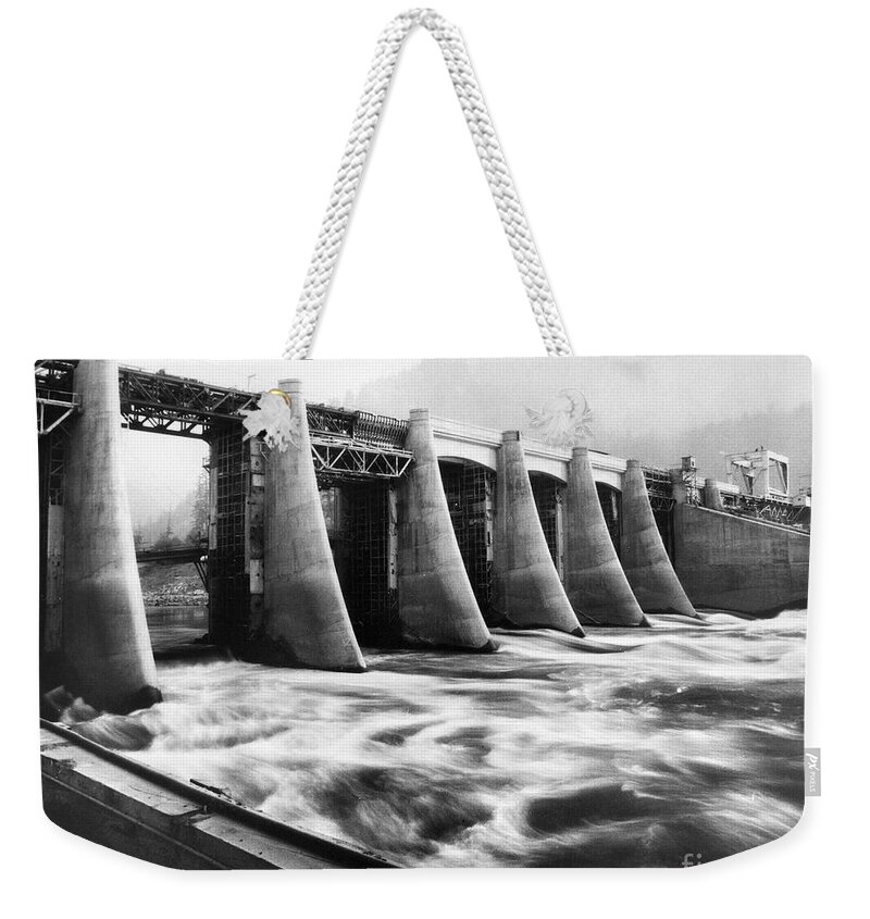 1936 Weekender Tote Bag featuring the photograph Bonneville Dam, 1936 by Granger