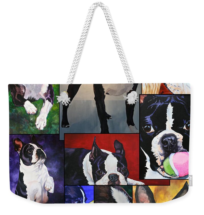 Animal Weekender Tote Bag featuring the painting Boston Acrylic Collage by Susan Herber