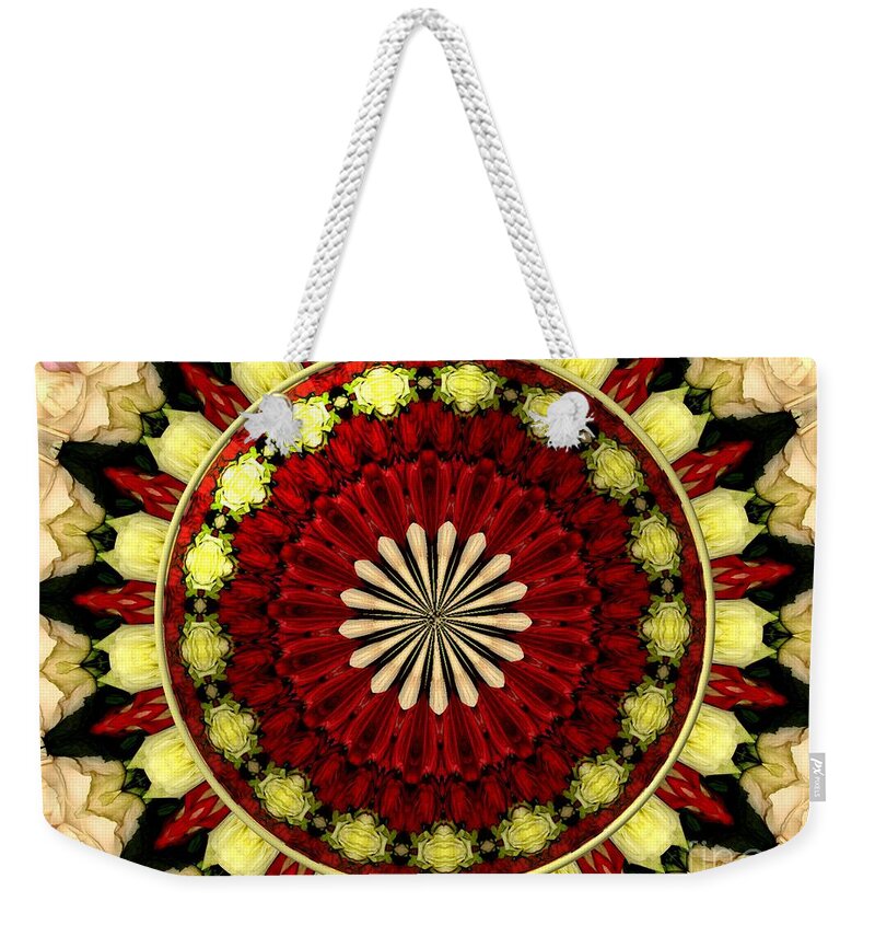 Yellow Roses Weekender Tote Bag featuring the photograph Bouquet of Roses kaleidoscope 5 by Rose Santuci-Sofranko