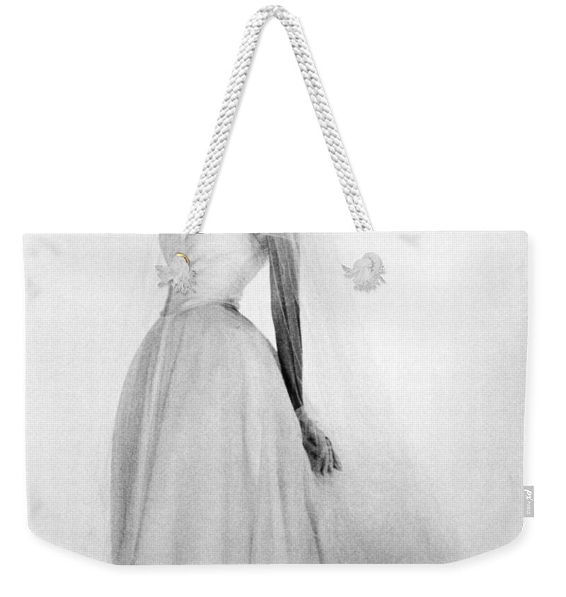 1947 Weekender Tote Bag featuring the photograph Bridal Gown, 1947 by Granger