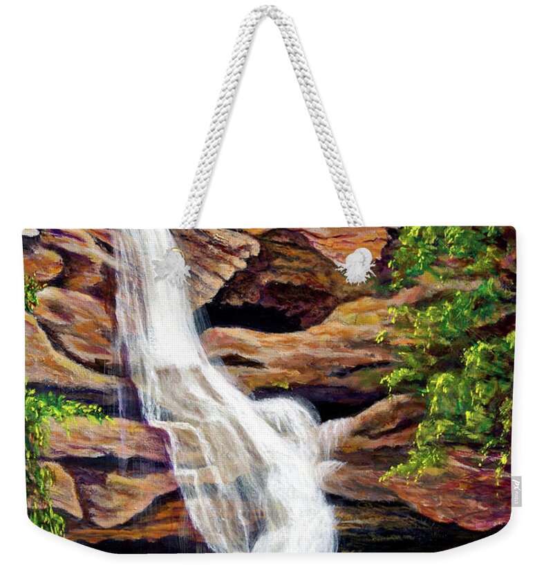 Waterfall Weekender Tote Bag featuring the painting Bridal Shower by Nancy Cupp