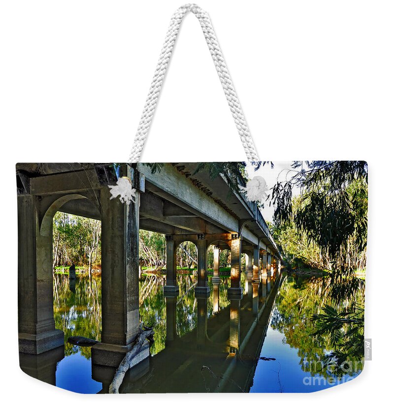 Photography Weekender Tote Bag featuring the photograph Bridge over Ovens River by Kaye Menner