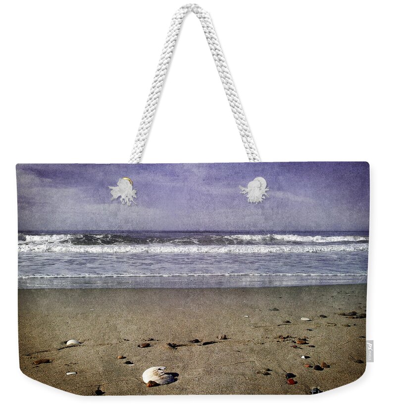 Shell Weekender Tote Bag featuring the photograph Broken Shell at Twilight by Laura Iverson