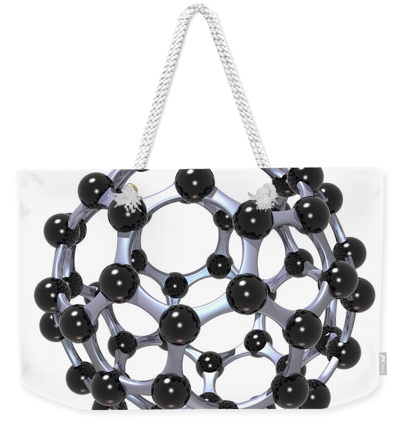 Allotrope Weekender Tote Bag featuring the digital art Buckminsterfullerene or Buckyball C60 18 by Russell Kightley