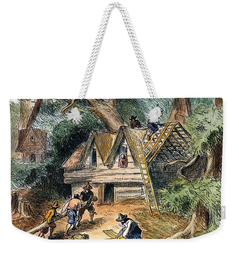 17th Century Weekender Tote Bag featuring the photograph Building Houses, 17th C by Granger