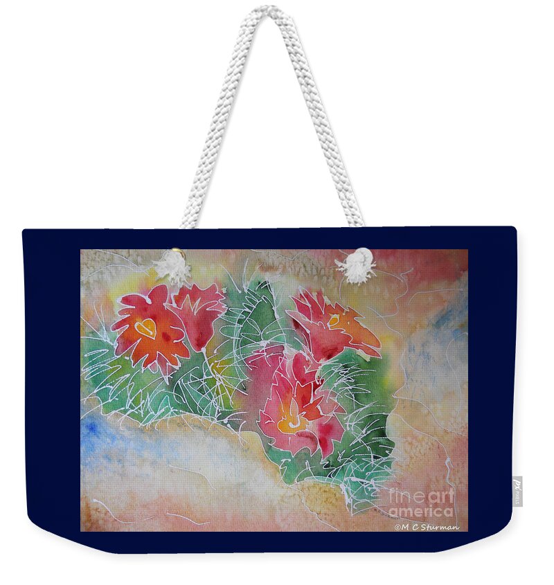 Cactus Weekender Tote Bag featuring the mixed media Cactus Art by M c Sturman