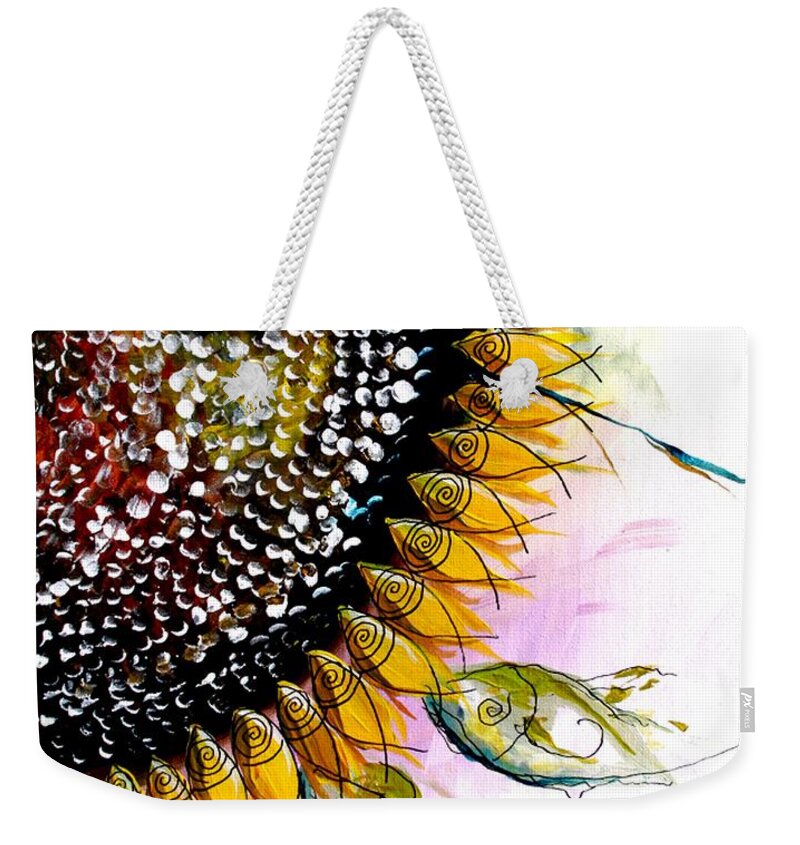Sunflower Weekender Tote Bag featuring the painting California Sunflower by J Vincent Scarpace